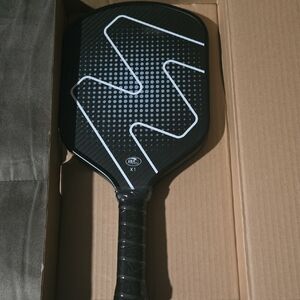 Black Pickleball Paddle with White Design